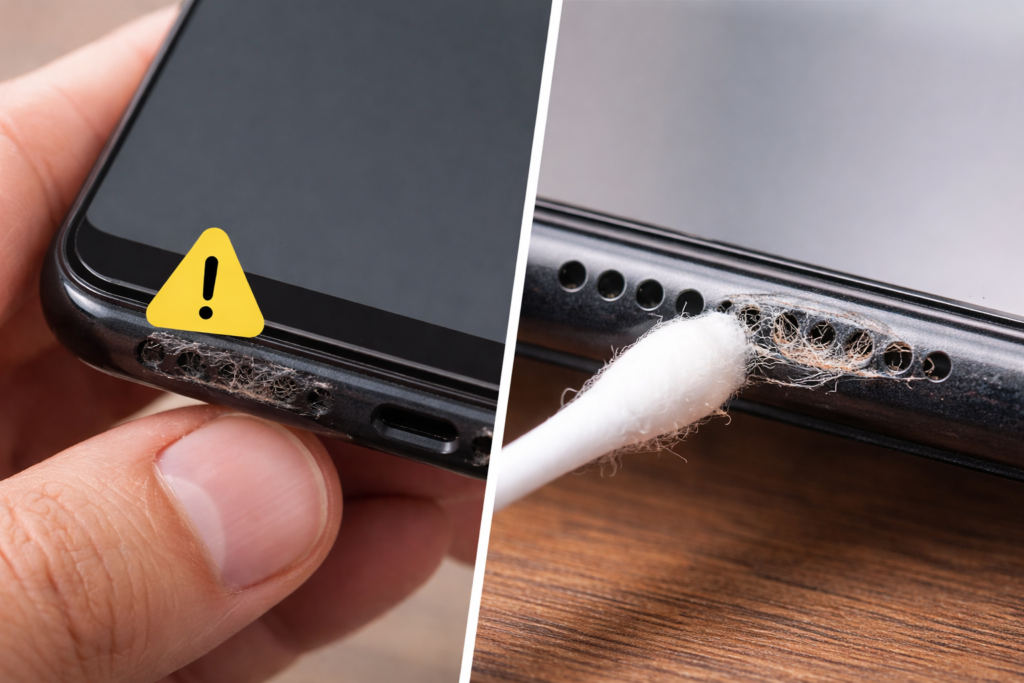 Altavoz del móvil Android dañado o bloqueado por suciedad