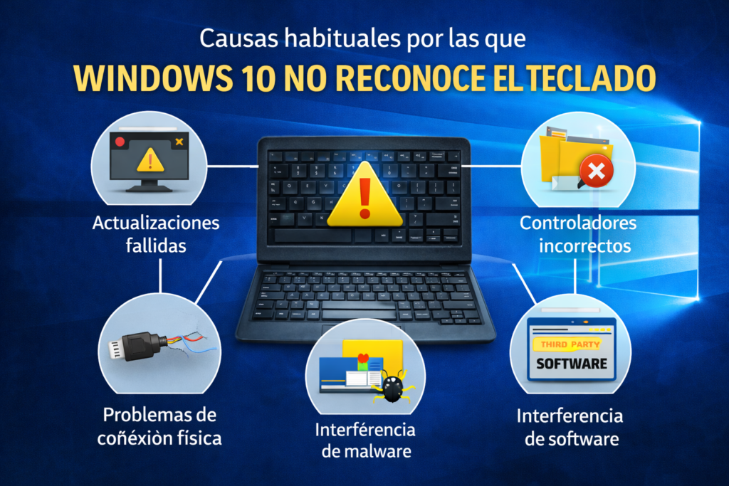 Causas habituales por las que Windows 10 no reconoce el teclado